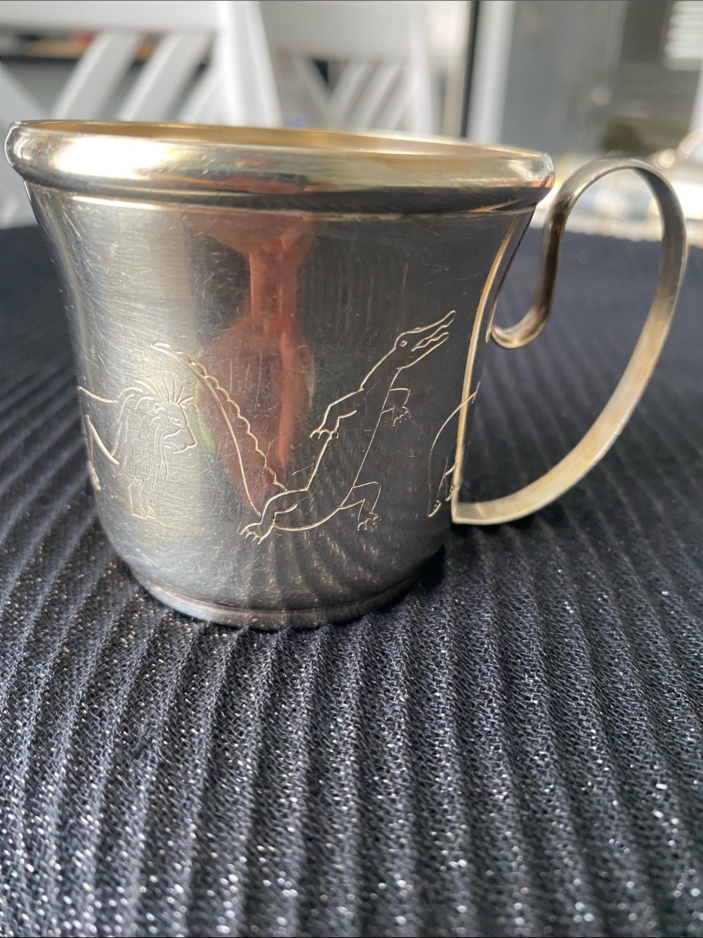 Napier Silver-Tone Etched Mini Cup with Curved Handle